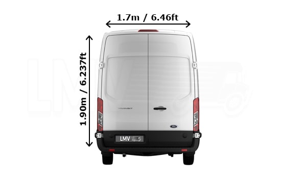 UK Removals Extra Large Van with Man - Back View Dimension