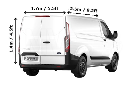 UK Removals Medium Van with Man - Back View Dimension