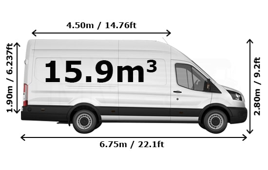 UK Removals Extra Large Van with Man - Side View Dimension