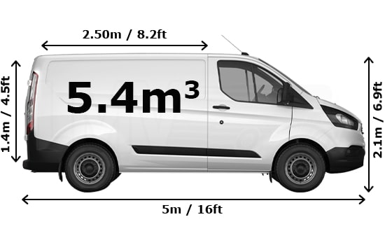 UK Removals Medium Van with Man - Side View Dimension