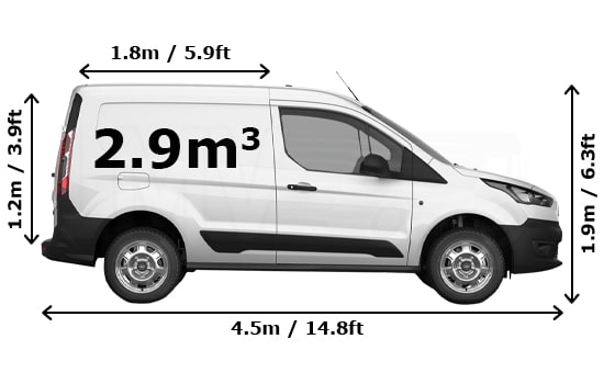 UK Removals Small Van with Man - Side View Dimension